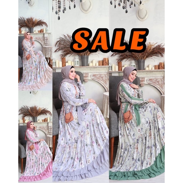 SALE NADYA 3 ORI GLZ GLAMZ Gamis Maxi Dress Wanita Muslimah