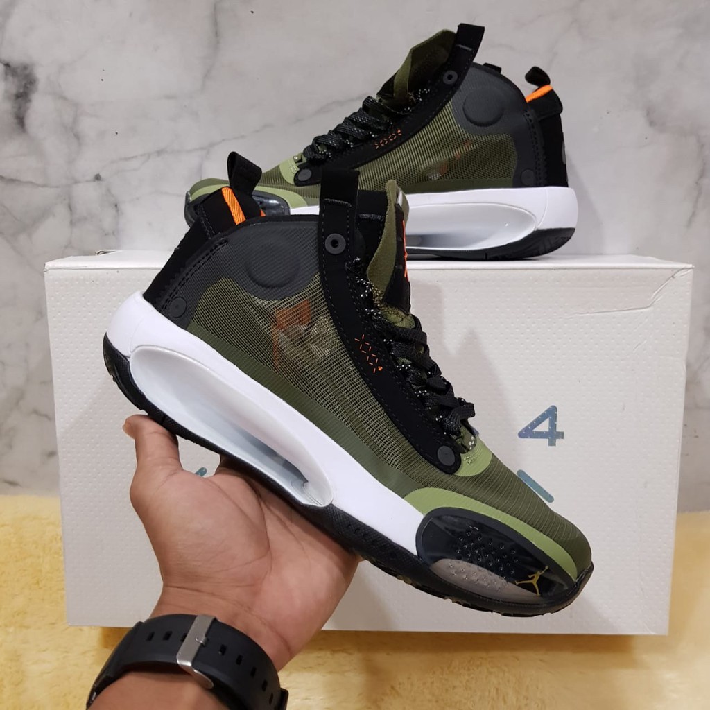 Sepatu Sneakers Nike Air Jordan 34 Olive Green Premium Original