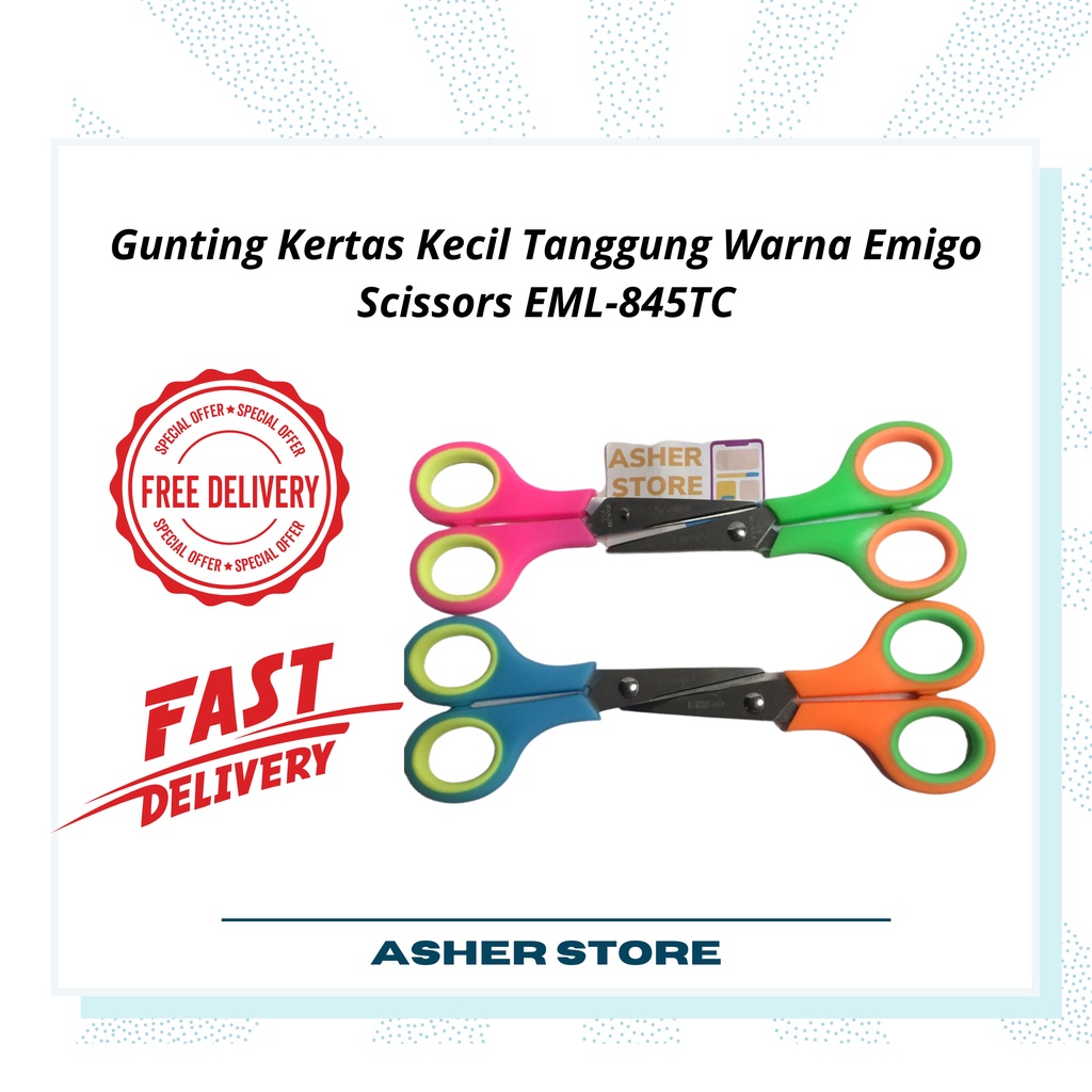 

Gunting Kertas Kecil Tanggung Warna Emigo Scissors EML-845TC