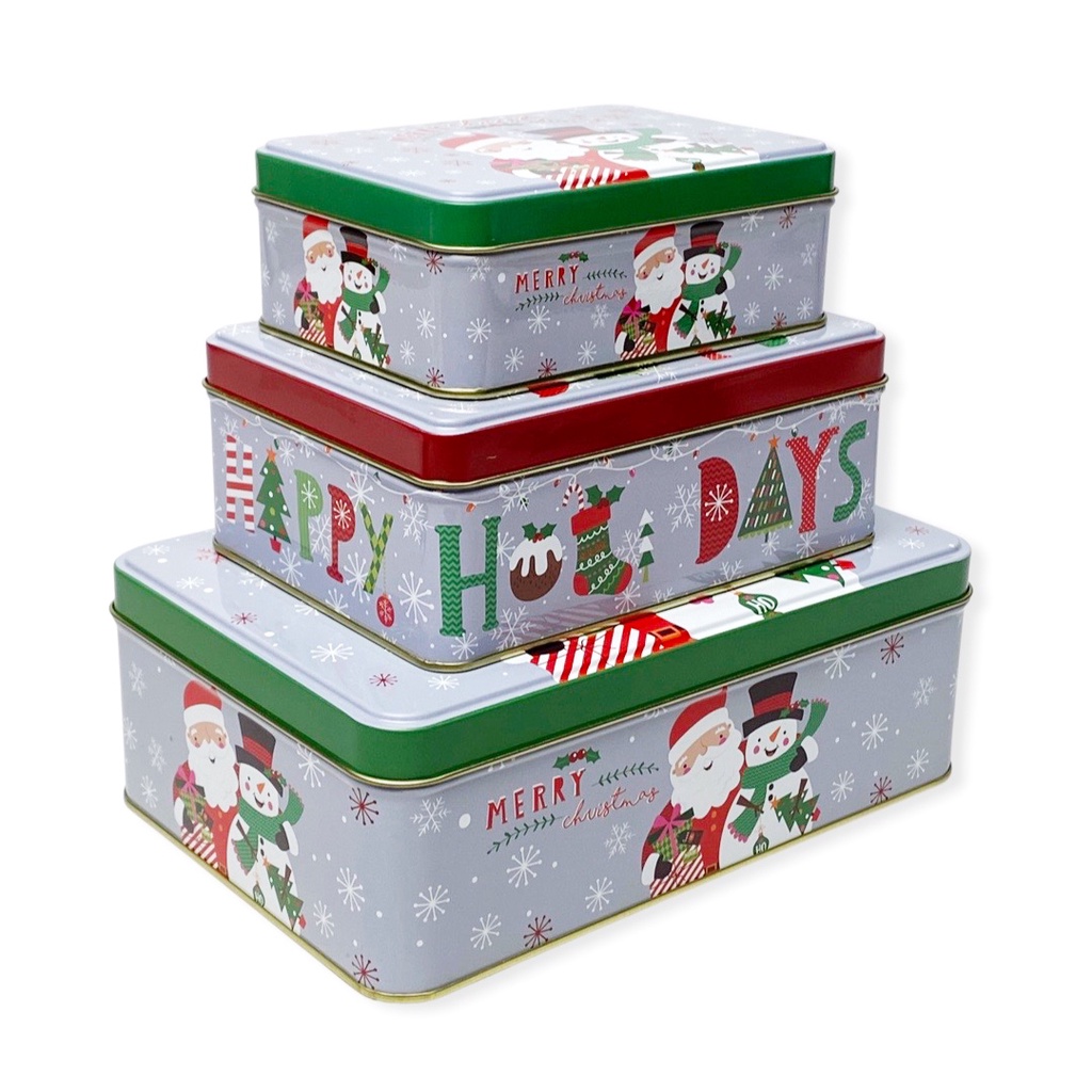 

W! Accessories Kotak Kaleng / Tin Box Natal Set Santa Snowman 63320900