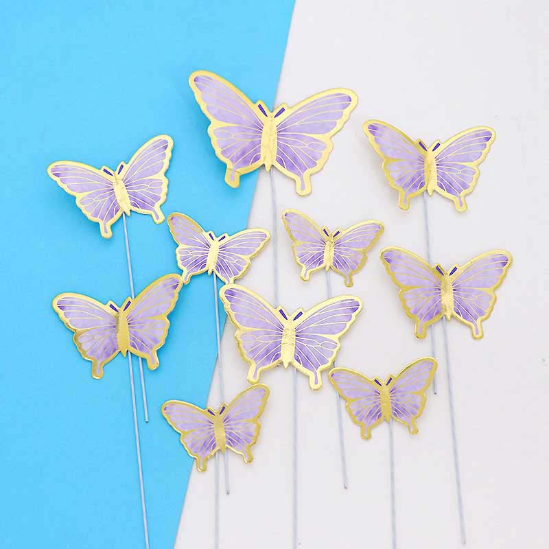 10Pcs/Set Butterfly Cake Topper Decoration Combo Set for DIY Baking Dessert