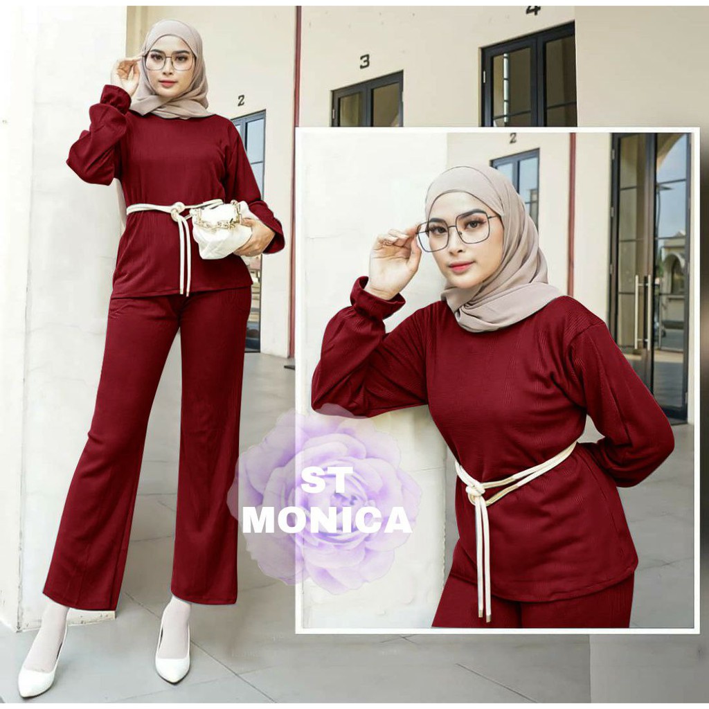 SET MONICA FASHION WANITA / SETELAN BAJU CELANA KASUAL / KANTOR / GOOD QUALITY