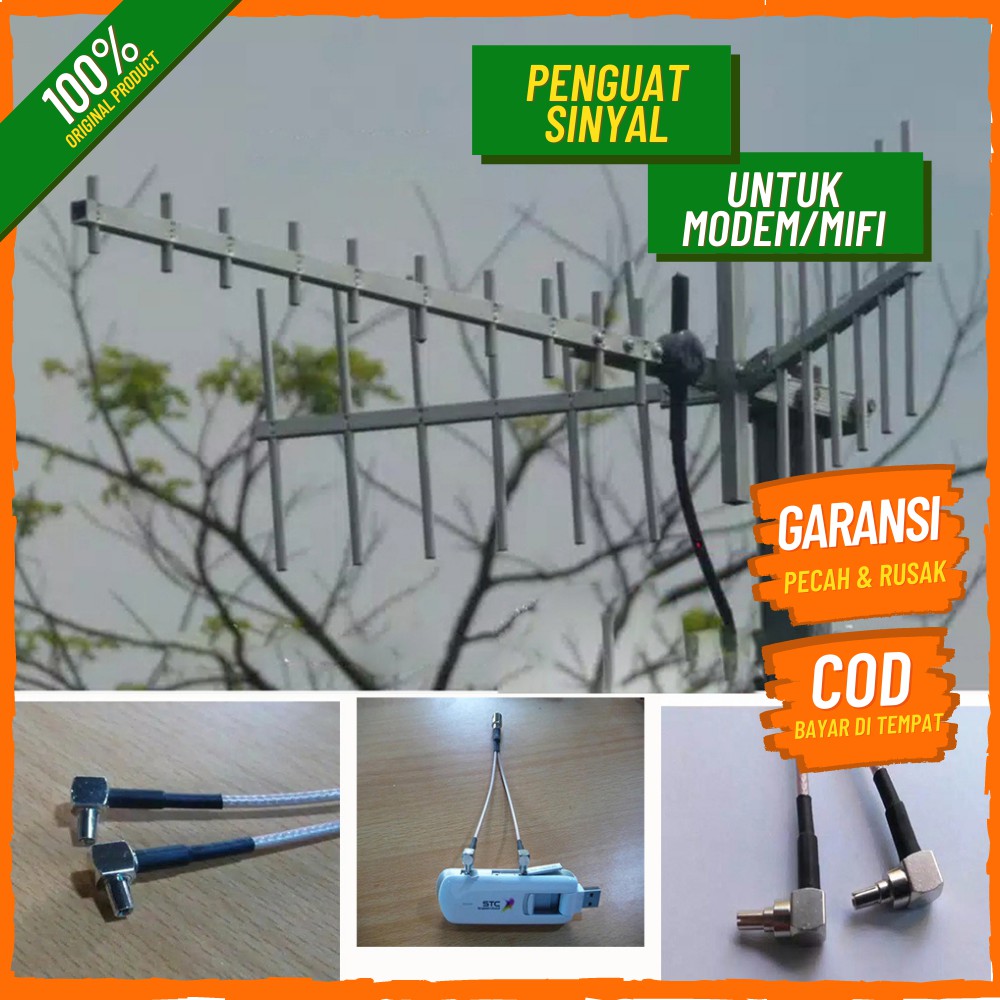 ANTENA SINYAL MODEM/MIFI KABEL 15 M/ANTENA YAGI 12 ELEMEN PIGTAIL GANDA TS9/CRC9 DLL