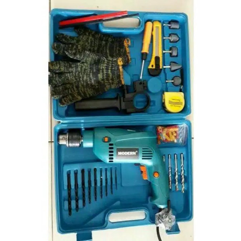 Mesin Bor Listrik / Bor Kayu Tembok Besi Beton / Paket Set Bor Listrik Murah bor set modern M2130