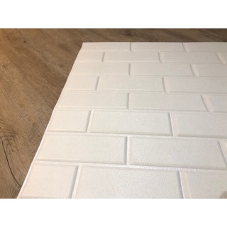 Wallpaper Sticker Foam Panel  3D Batu  Bata  Putih Permukaan 