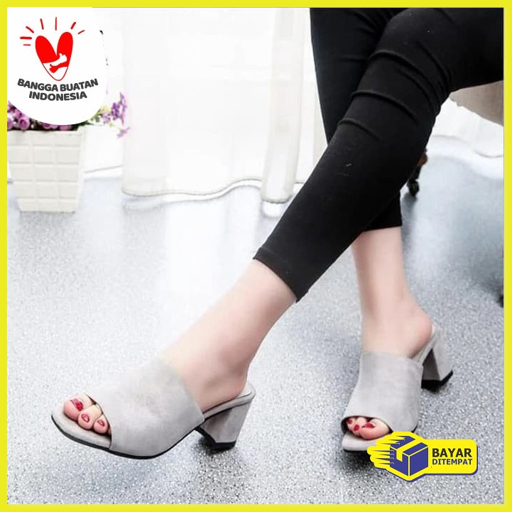 Heels Wanita Terbaru 2021 Murah Hels Kekinian Hils Heel Cewek Hig TN236 Hells Sintia Abu