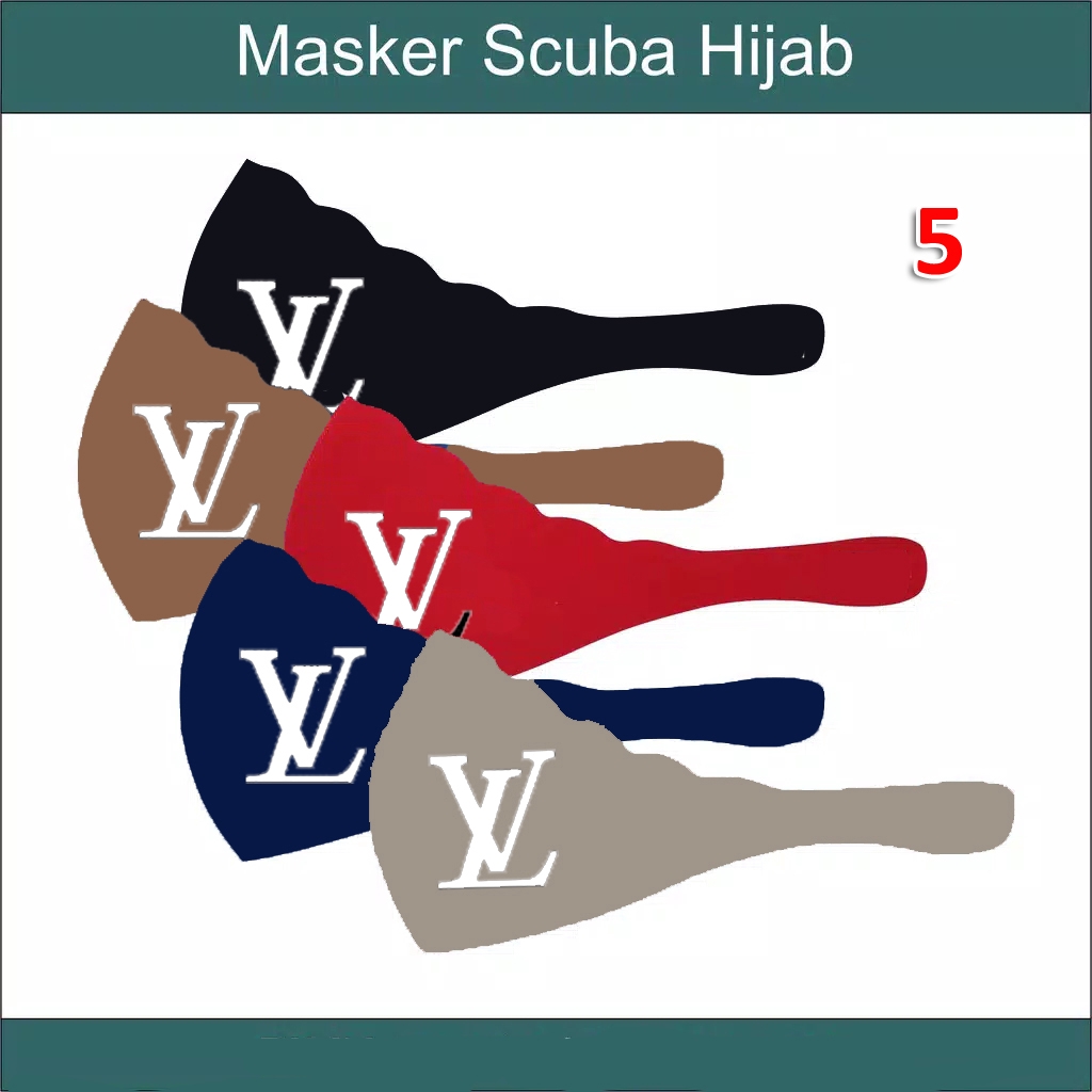 Masker Hijab motif 3 bahan scuba washable