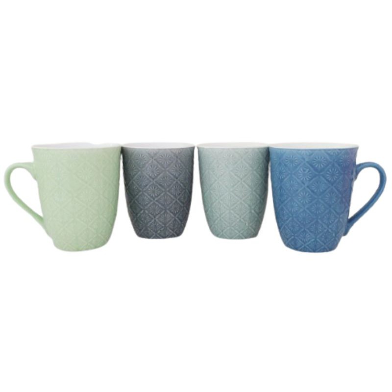 MUG KERAMIK MOTIF BATIK TIMBUL DIANTE WARNA-WARNI PASTEL