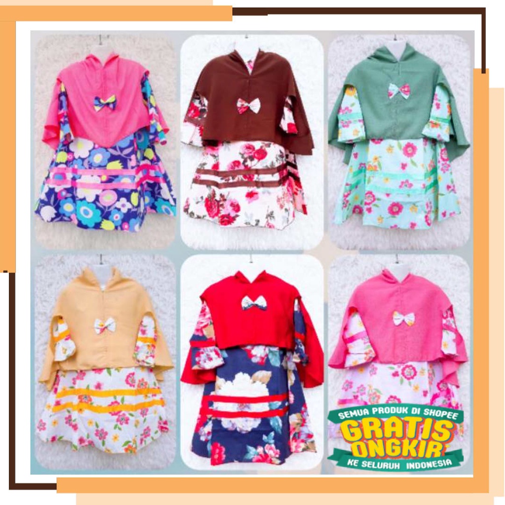 Lucu Keren Motif Polkadot BUnga KOtak / SALE... Gamis anak bolong tangan