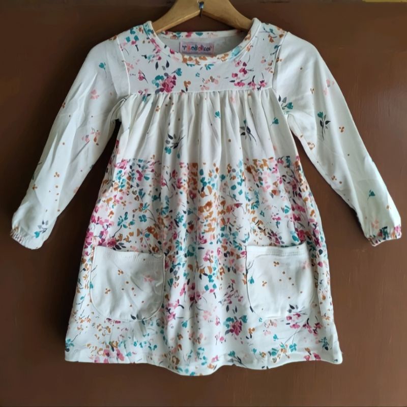 (1 - 3Tahun) Baju Dress Anak Perempuan Cewek Lengan Panjang Bobokids Quilla Usia 1-3 Tahun