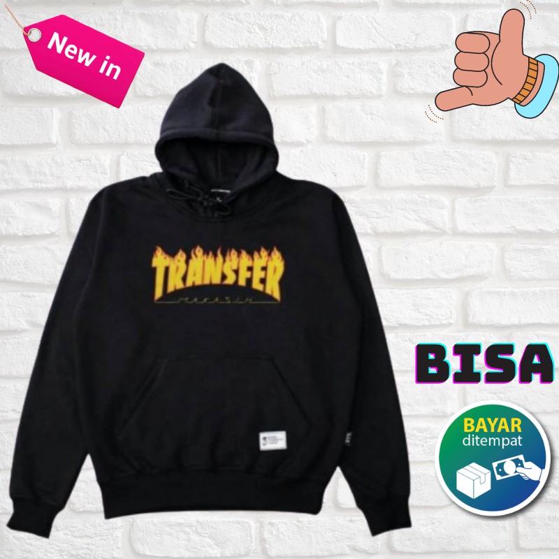 (BISA COD) Hoodie pria Hoodie murah sweater murah warna hitam  tulisan TRANSFER