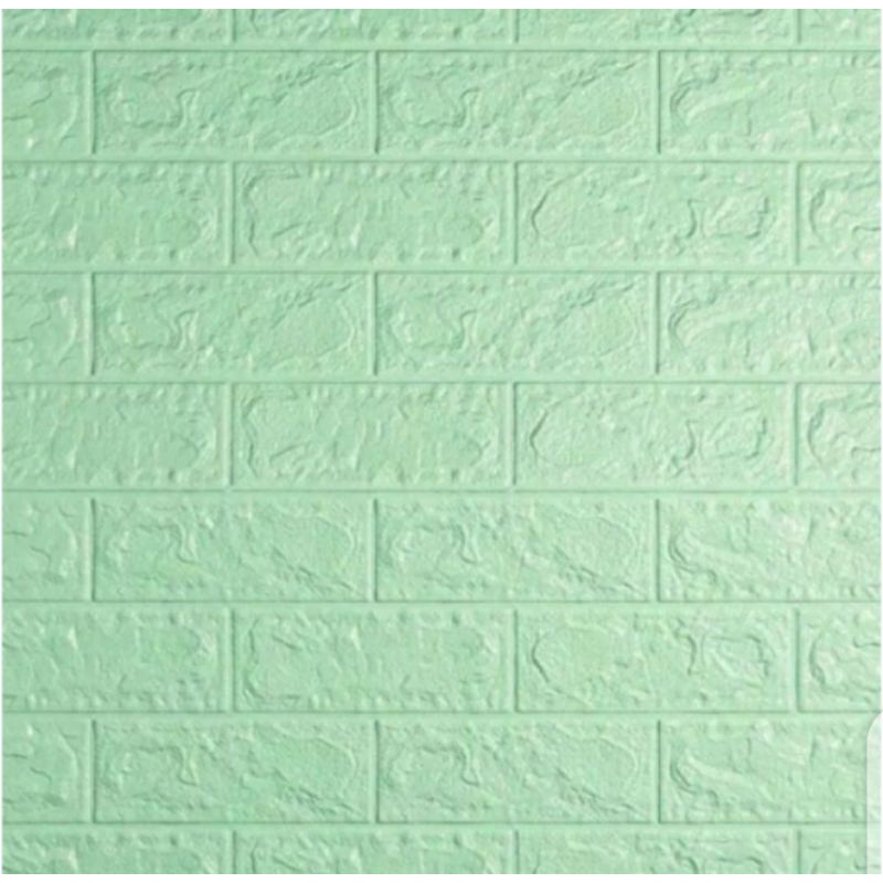 Wallpaper 3D Dinding Foam Sticker-Bata Hijau Muda