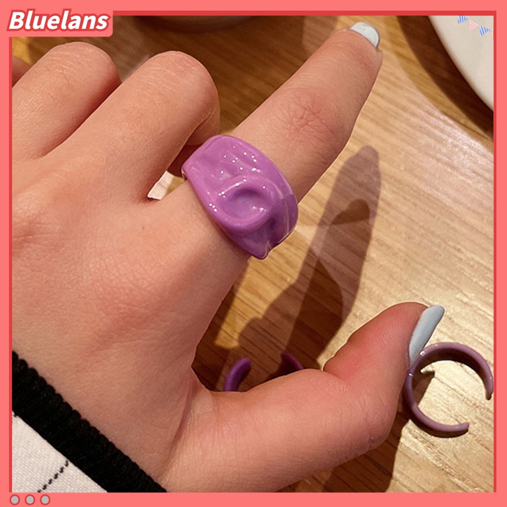 Cincin Model Terbuka Bahan Resin Warna Permen Untuk Wanita