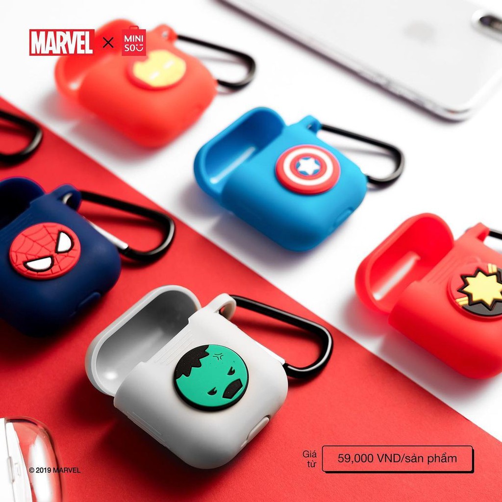 MINISO X MARVEL & we bare bears   marvel silicone protector for ipods / case airpods miniso