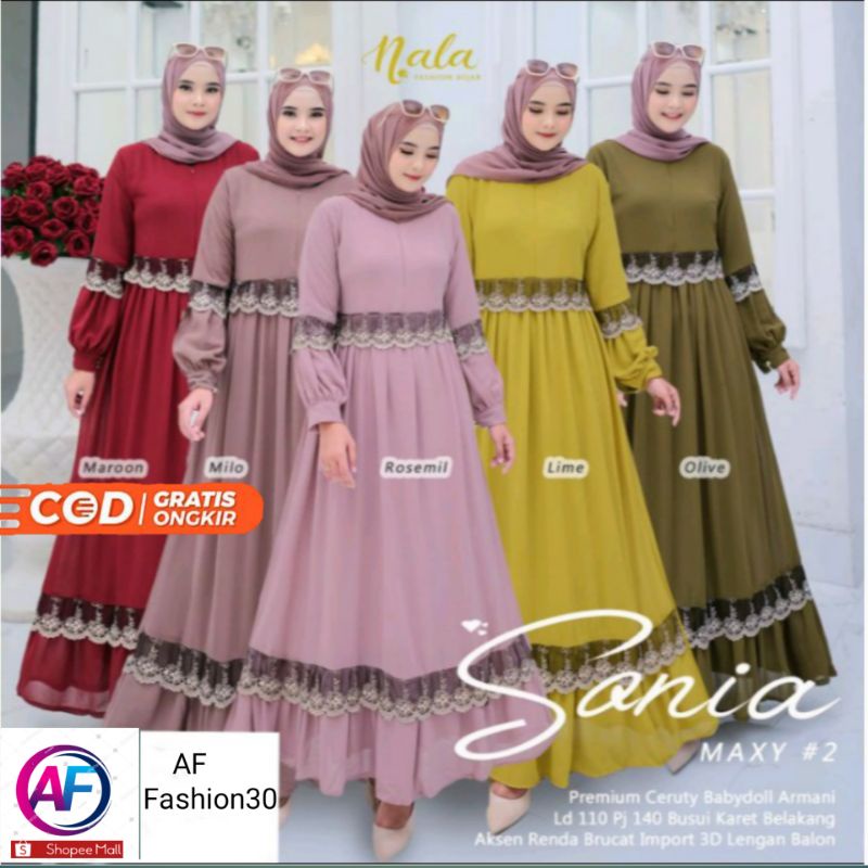 Gamis Terbaru Sonia Maxy Dress Muslim Baju Gamis kondangan Gamis Remaja Dress Kondangan Ceruty babyd