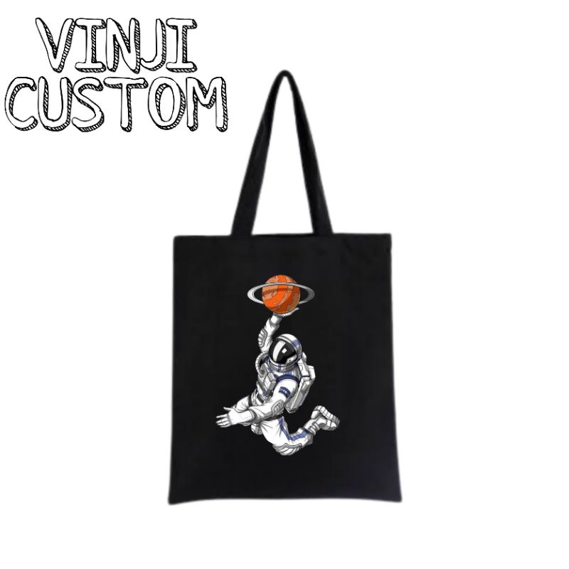 Tote bag ASTRONOUT/ tote bag resleting DISTRO / totebag hitam / totebag wanita / tote bag pria / tas