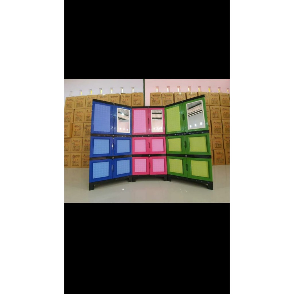 Lemari Pakaian Plastik Alimo Susun 4 Pintu Kaca