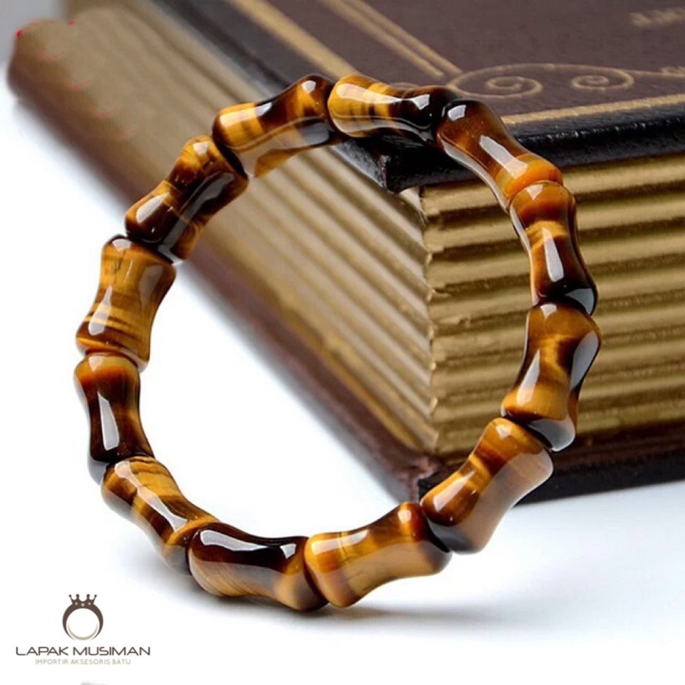 [Bayar di Tempat] GELANG BATU TIGER EYE MODEL BAMBU