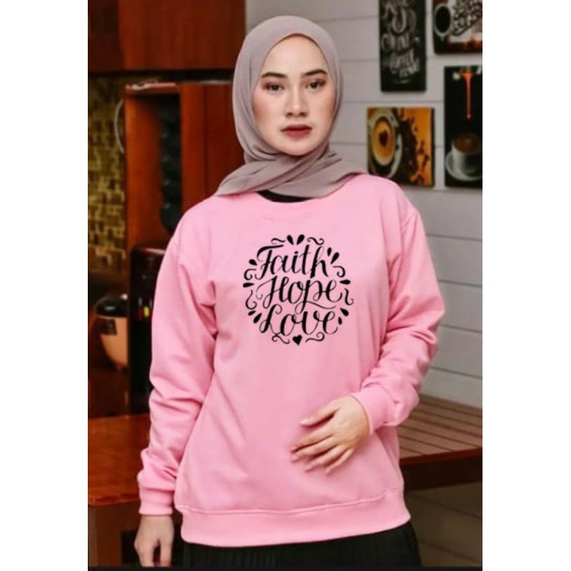 Kaos Lengan Panjang faith bunga / Kaos Sweatshirt / Atasan Wanita / Atasan Wanita Lengan Panjang