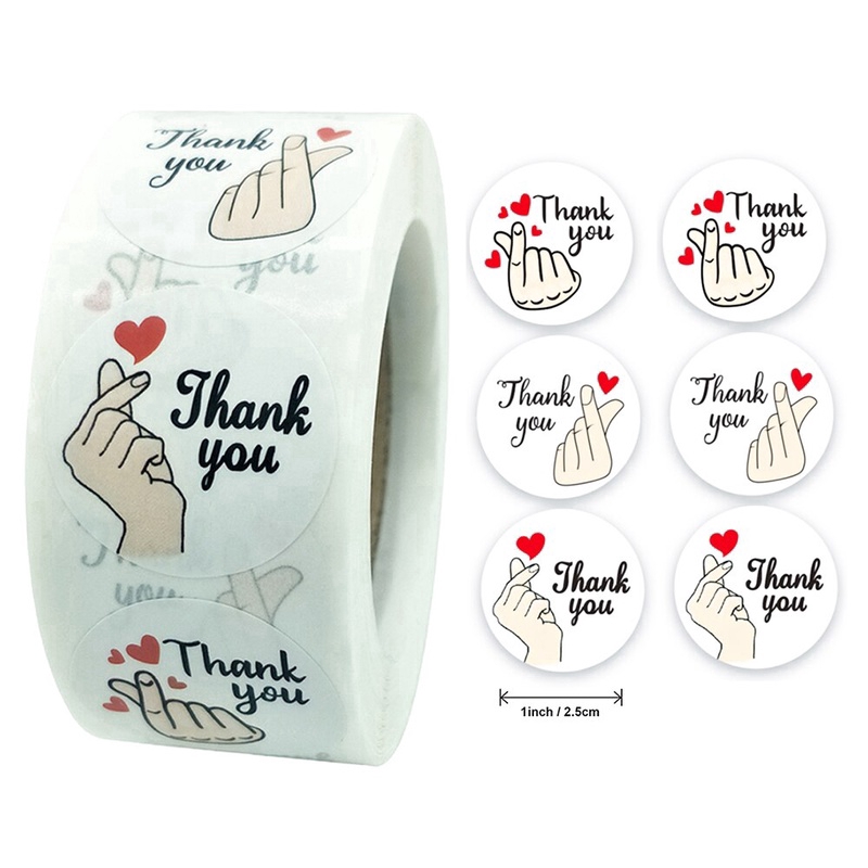 500 Buah 1 Gulung 2.5cm 1 Inci Stiker Thank You Bentuk Hati Merah Untuk Segel Label Hadiah Pernikahan