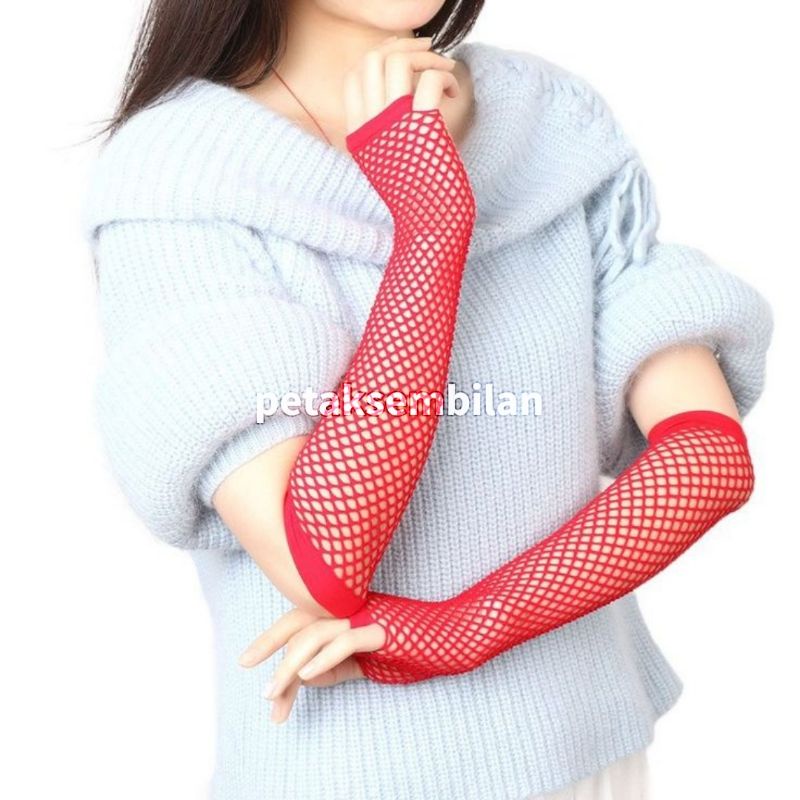 Sarung Tangan Manset Jala Jaring Fingerless Fishnet Gloves