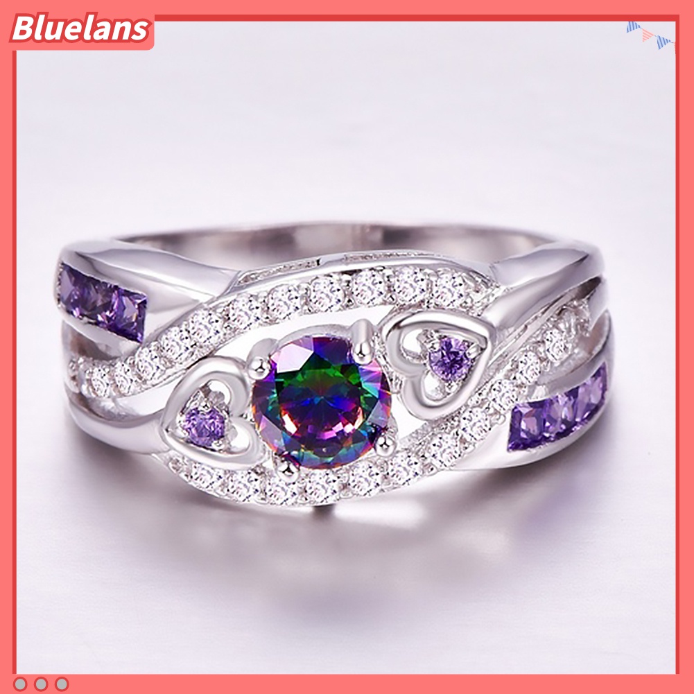 Cincin Jari Bentuk Hati Ganda Bahan Cubic Zirconia Untuk Pernikahan