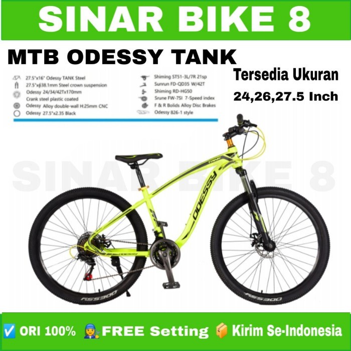 Sepeda Gunung MTB ODESSY TANK Steel Frame UK. 27.5 &quot; Inch -21 Speed