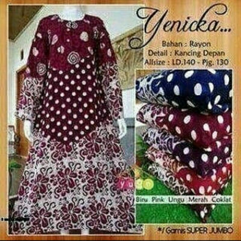 Gamis Super Jumbo LD 140 Daster Muslim Lengan Panjang Busui Longdress Bahan Rayon Kancing depan Busu