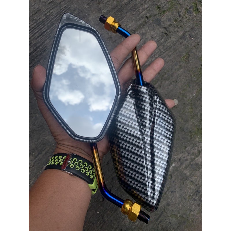 SPION YAMAHA CARBON TWOTONE TANGKAI PENDEK SPION PENDEK CARBON TANGKAI TWOTONE