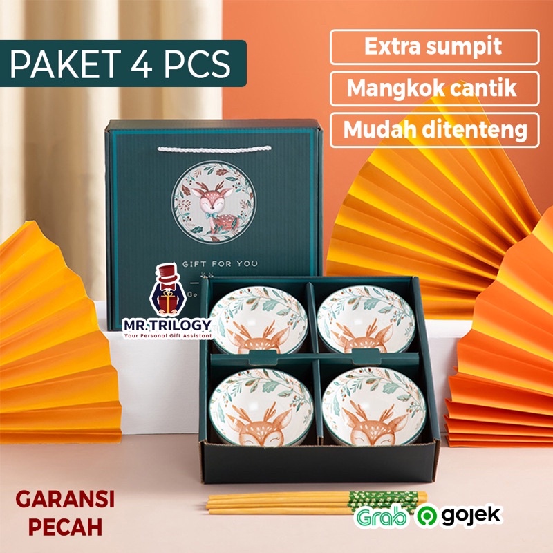 Hampers Mangkok Keramik Rusa Christmas Bayi New Born Souvenir Pernikahan Set Jepang kado xmas