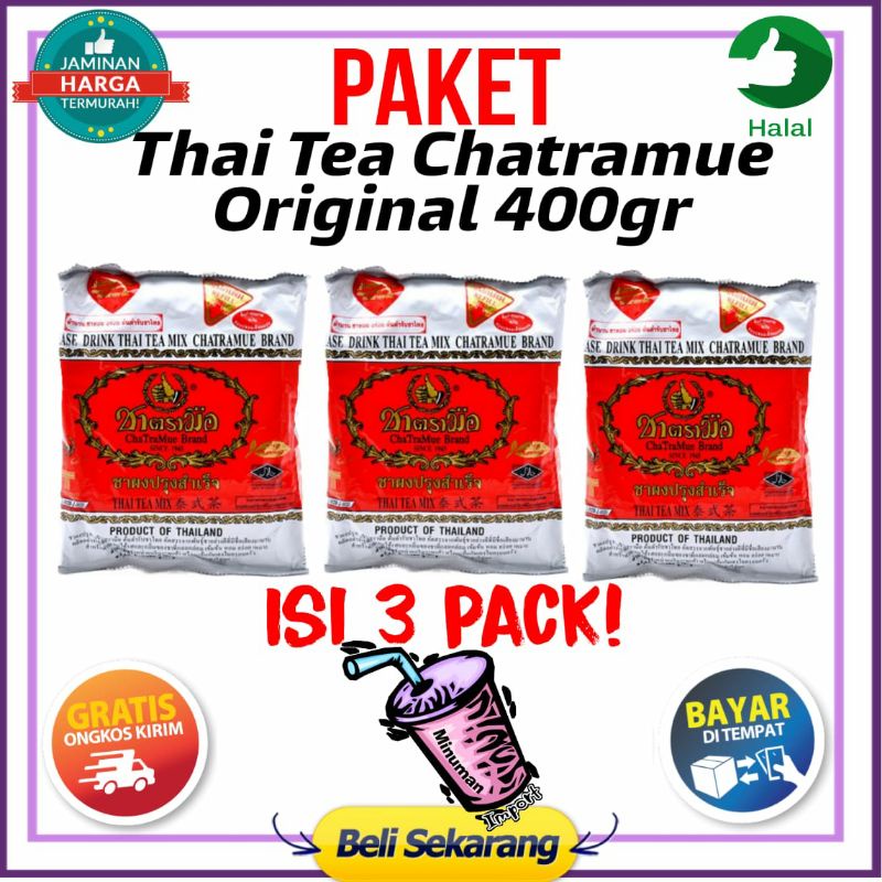 

PAKET THAI TEA /Thai tea Chatramue original 400gr/thaitea chatramue ori 400gr /thaitea termurah