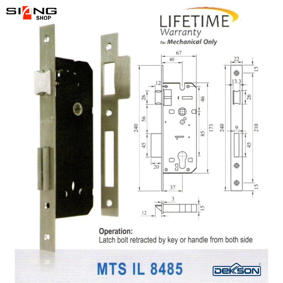 DEKSON / DEKKSON Mortise Lock MTS DL 8485 SSS