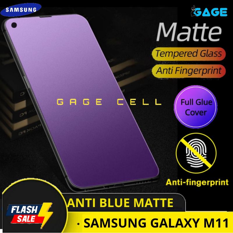 TEMPERED GLASS TG ANTI MINYAK BLUE MATTE SAMSUNG GALAXY M11 FULL LAYAR SCREEN PROTECTOR