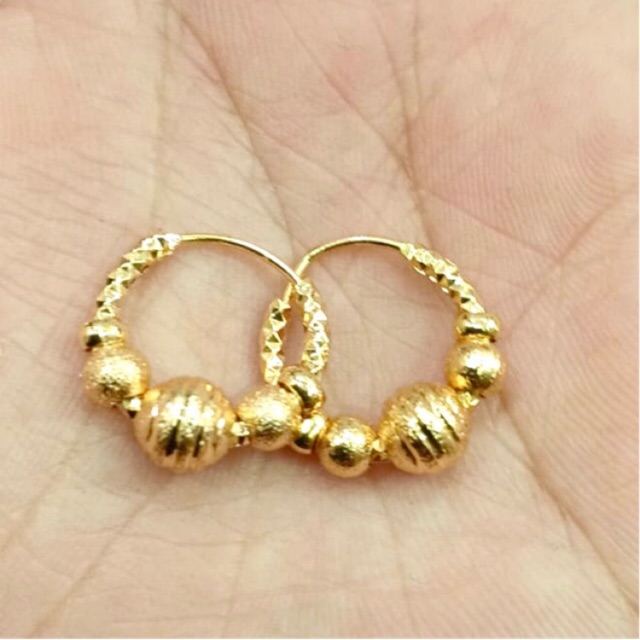 Anting wanita gipsi pentol 3 lapis emas yaxiya anting xuping