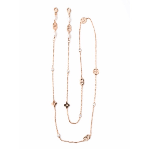 Buttonscarves Everything Monogram Long Chain Rose Gold