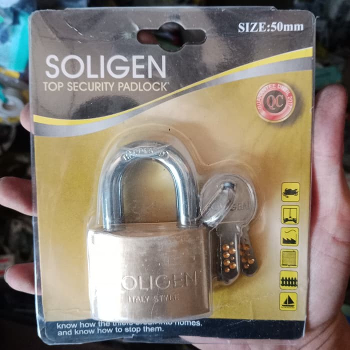 kunci gembok soligen 50 mm pendek