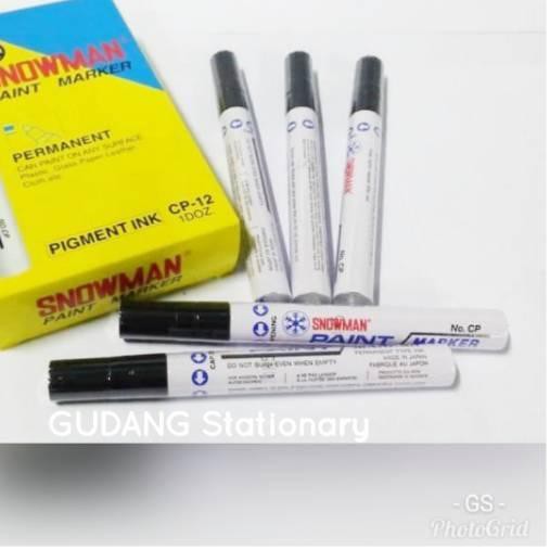 

❁ Spidol Permanent Paint Marker Snowman Hitam (isi 12 pcs) ✾