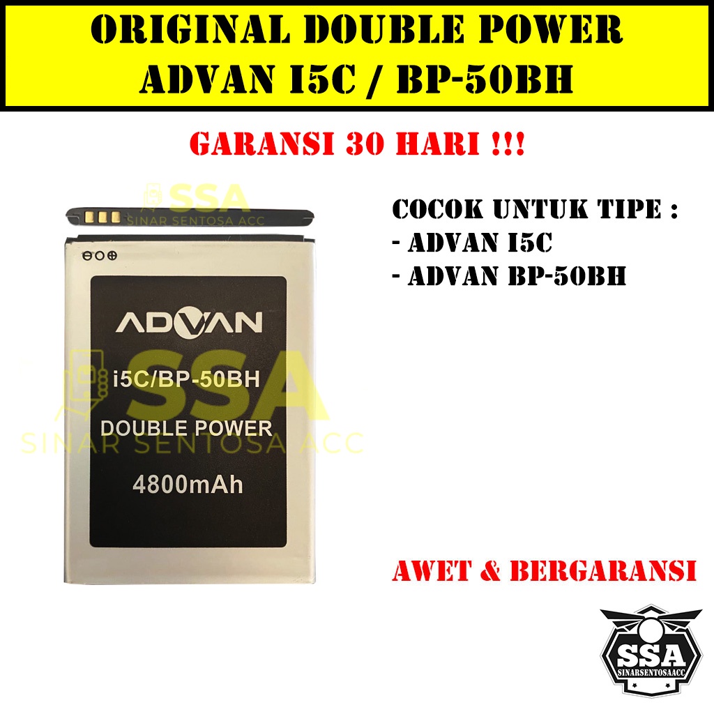 Baterai Original Double Power Advan I5C BP-50BH BP50BH BP 50BH Batre Batrai Batrei Battery I 5C i5c i5 c Ori HP Batu Batere Garansi Murah Awet