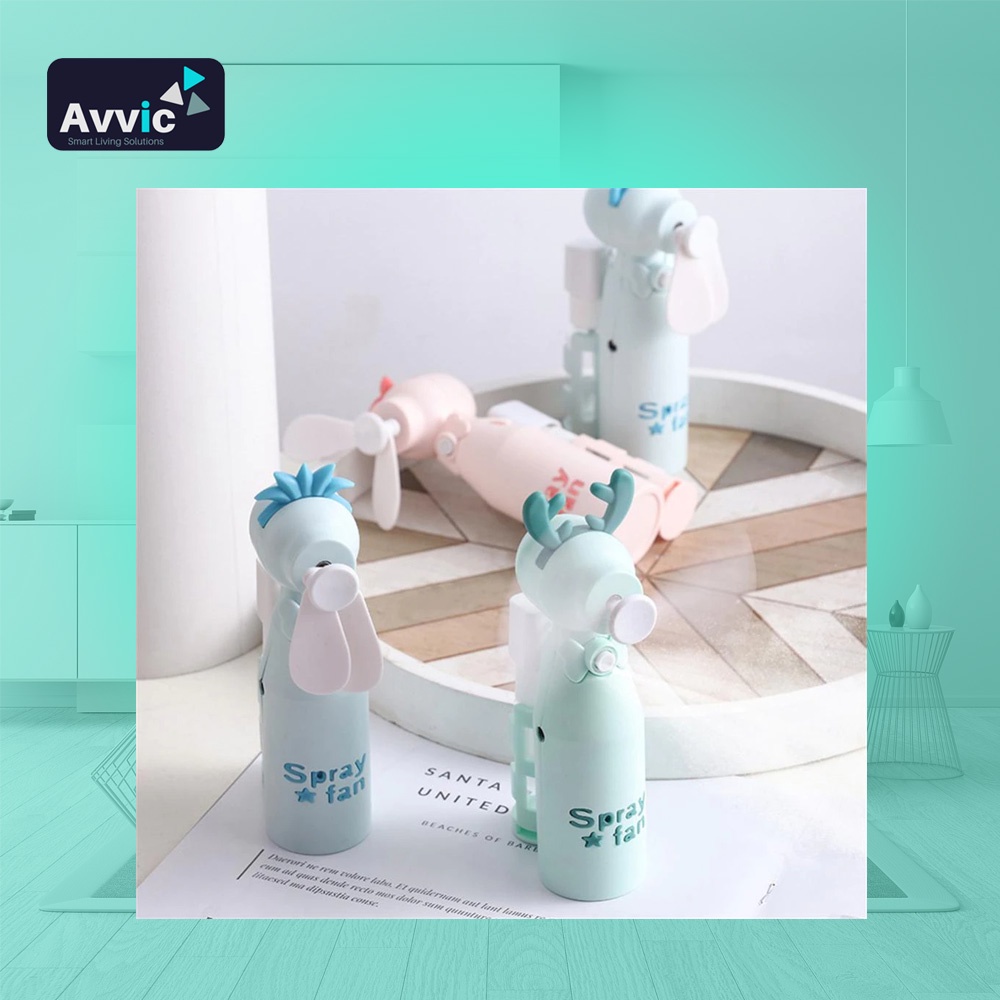 AVVIC Kipas Angin Nano Spray Animal Karakter 2 in 1 Mini Spray Fan Rechargeable