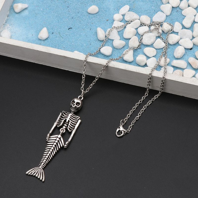 SIY  Beauty Fish Skeleton Sliver Hook Dangle Earrings Gothic Skull Fashion Jewelry