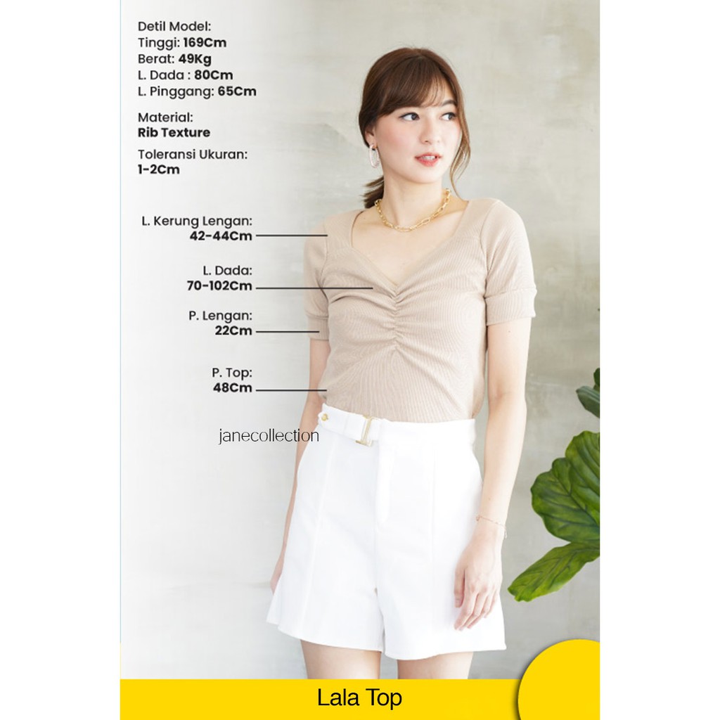 JANE COLLECTION || Atasan Wanita Serut Rajut Blouse Knit Blus Cewek Lala Top