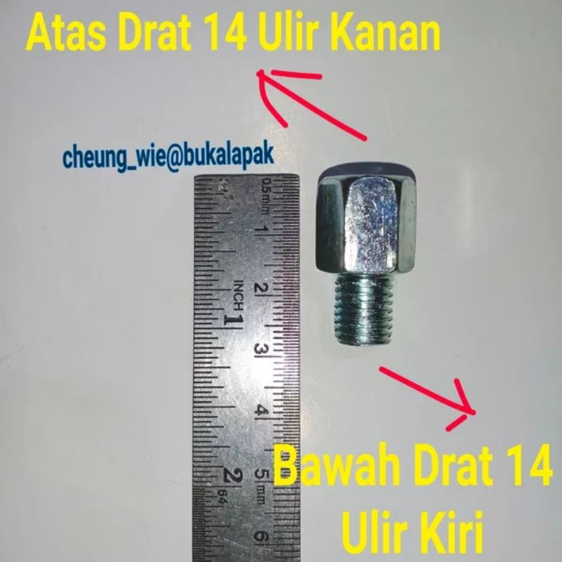 sambungan spion honda ke yamaha baut 14,atas baut 14 drat kanan,
bawah baut 14 drat kiri
Harga satua