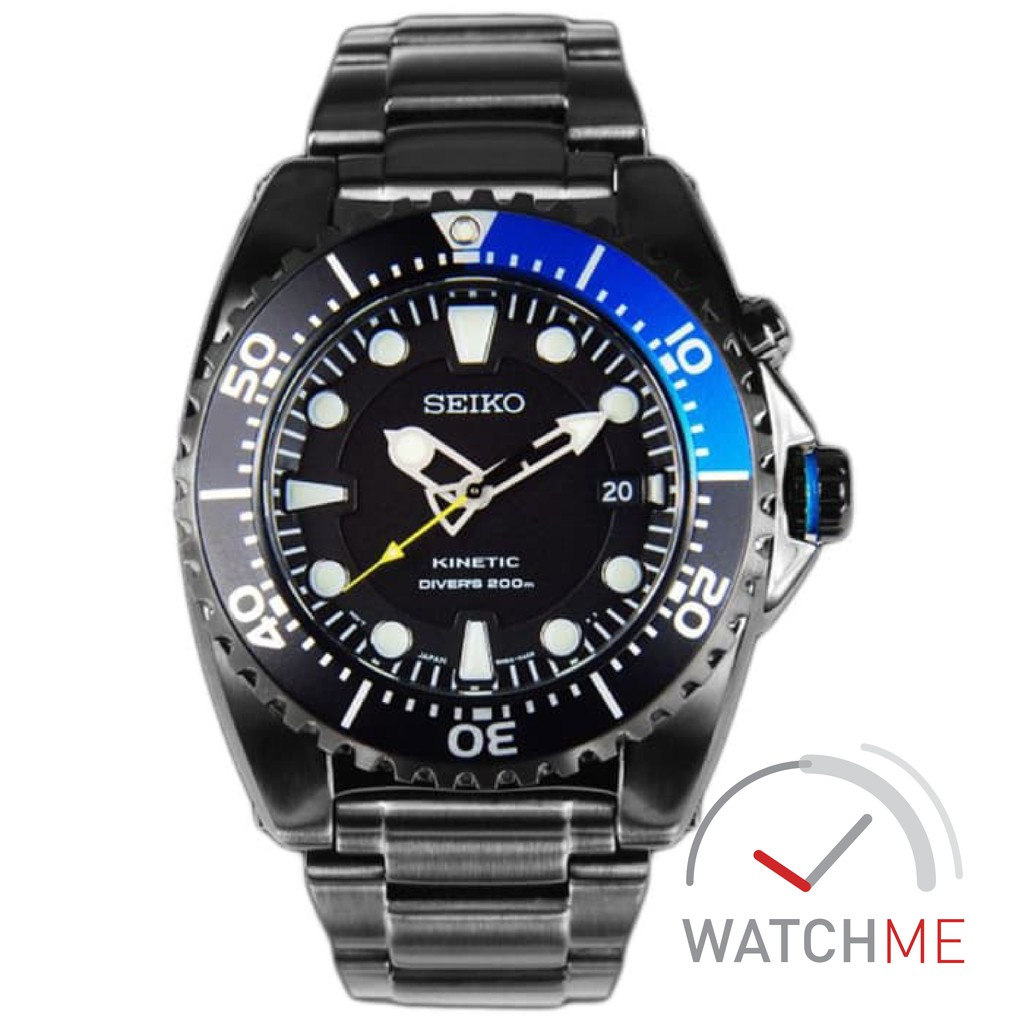 Jam Seiko Diver SKA579P1 Kinetic Black Dial 200m Blue Black Stainless Steel Original Bergaransi