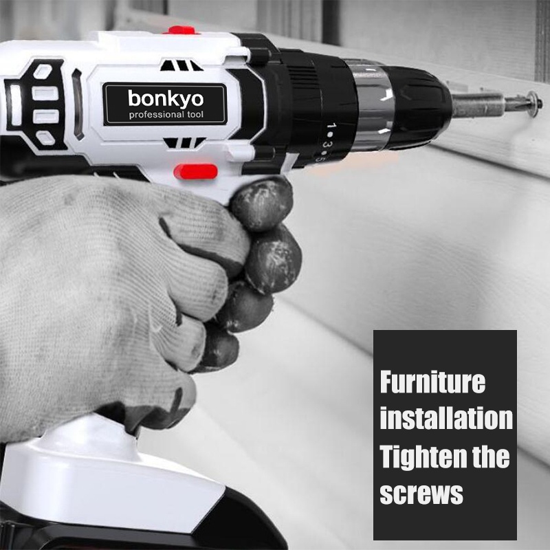 Bonkyo 168V Mesin bor Baterai dua ganda cordless/Elektrik Drill/ bor listrik/bor baterai/ beton besi kayu full set pilihan Bor tanpa kabel