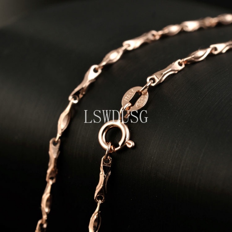 Mawar emas rantai 925 rantai perak murni  Kalung 1.0mm Ingot rantai Panjang Yang Berbeda Disepuh 18 K mawar emas  Fashion Jewelry grosir