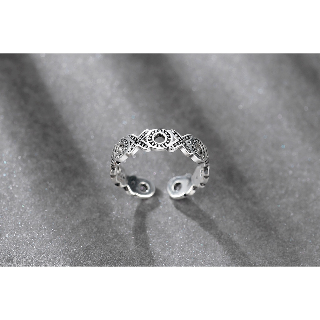 cincin perak 925 asli untuk wanita/Cincin yang Dapat Disesuaikan, Perhiasan Retro XO Lucu