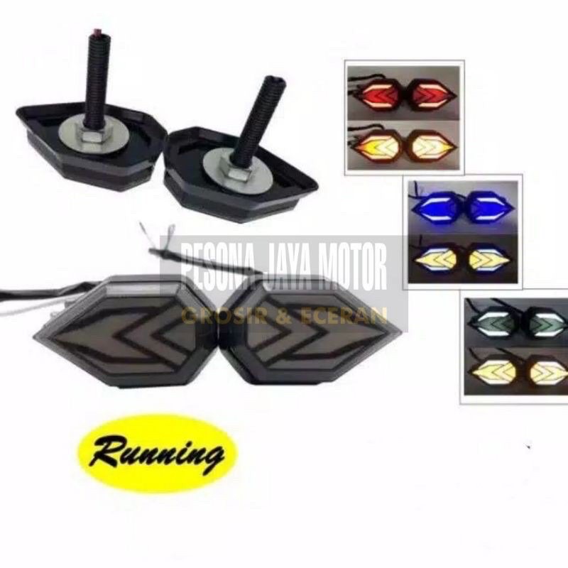 Sen Tempel Lampu Sein Tempel LED Running Model Panah Universal R15/Cbr150r/Gsx/Ninja150/Ninja250/R25 universal