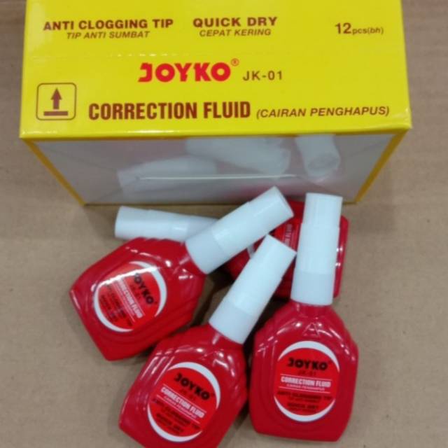 

( ECERAN ) TIP EX CAIR JOYKO JK 01 / CORRECTION JOYKO JK 01 MERAH ( ISI 12 PCS / 1 LUSIN )