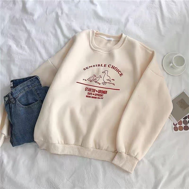 Sweater Wanita Korea Motif Import Murah Sweater Wanita Putih Kekinian Sweater Cewe Polos Sweater Cew