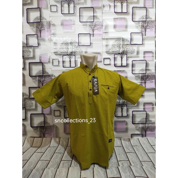 Kemko Pria Lengan Pendek / Kemko Casual Warna Hijau Lemon / Kemeja Koko Untuk Segala Acara